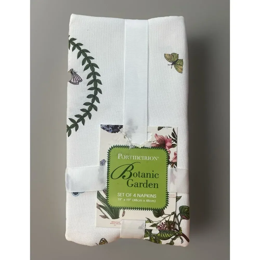 PORTMEIRION BOTANIC GARDEN Set of 4 Napkins Butterflies Flowers 19